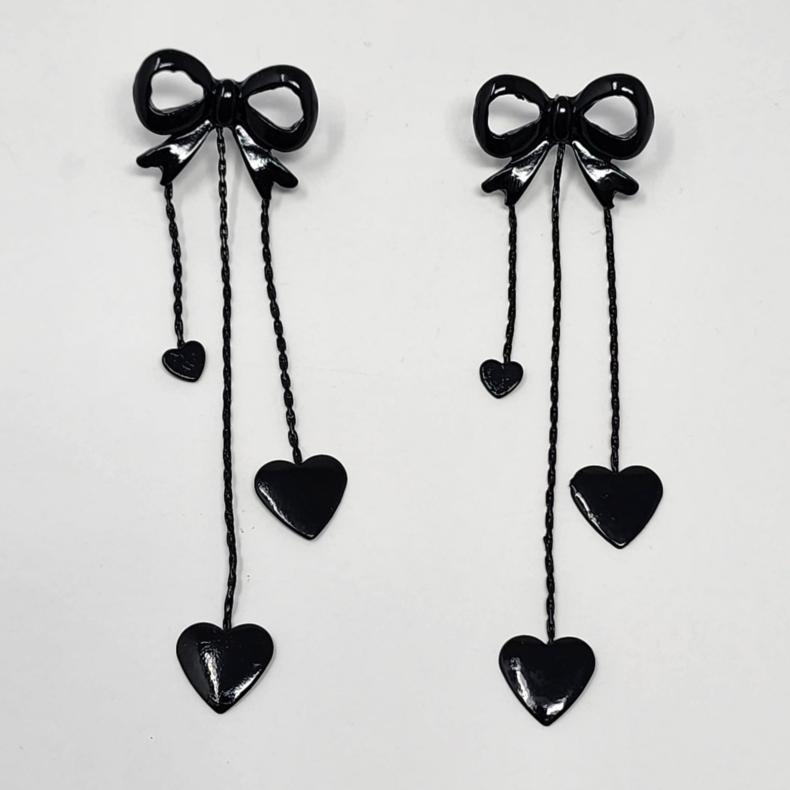 Black Bow Preppy Goth Stud Earrings